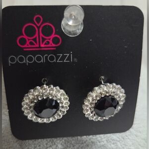 Small paparazzi Black Crystal Halo Stud Earrings